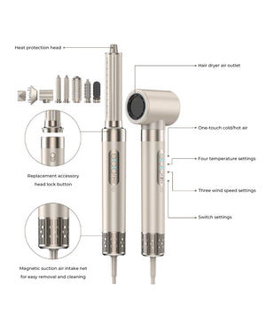 8-in-1 Professional Hot Air Hair Styler & Blow Dryer Brush