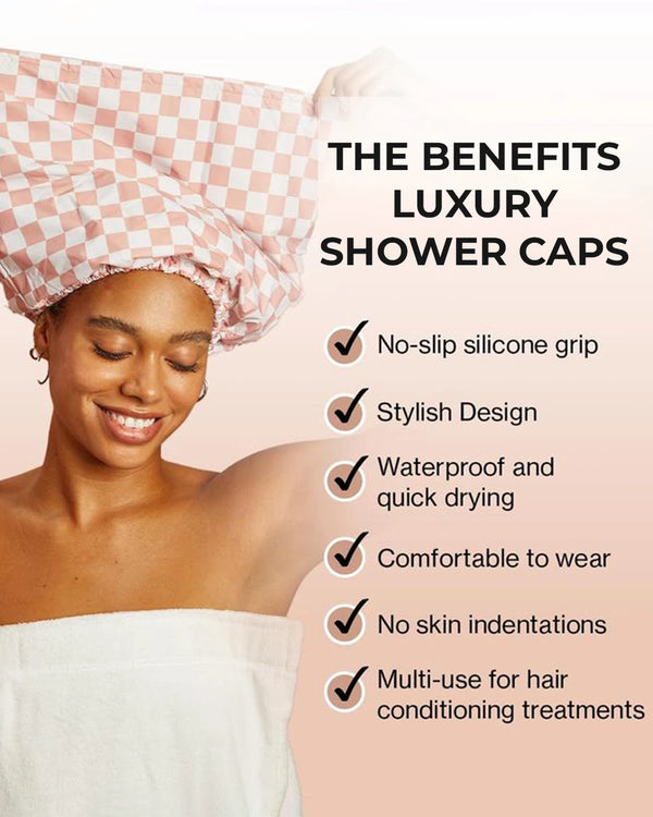 Women’s Luxury Waterproof Shower Cap with Satin Lining