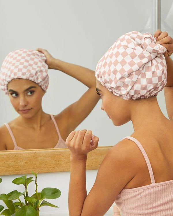 Women’s Luxury Waterproof Shower Cap with Satin Lining