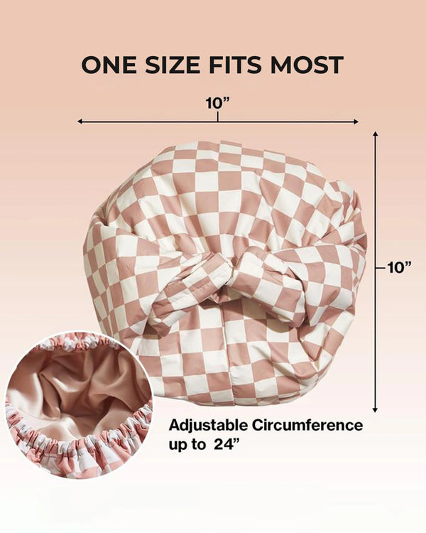 Women’s Luxury Waterproof Shower Cap with Satin Lining